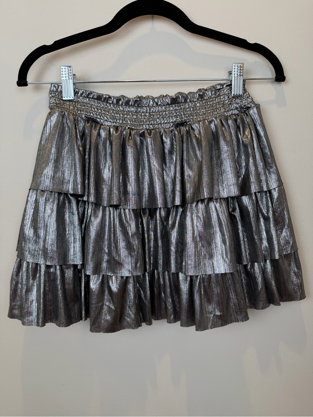 Franki by Francesca’s Metallic Silver Tiered Ruffle Skirt Child's Size 12
